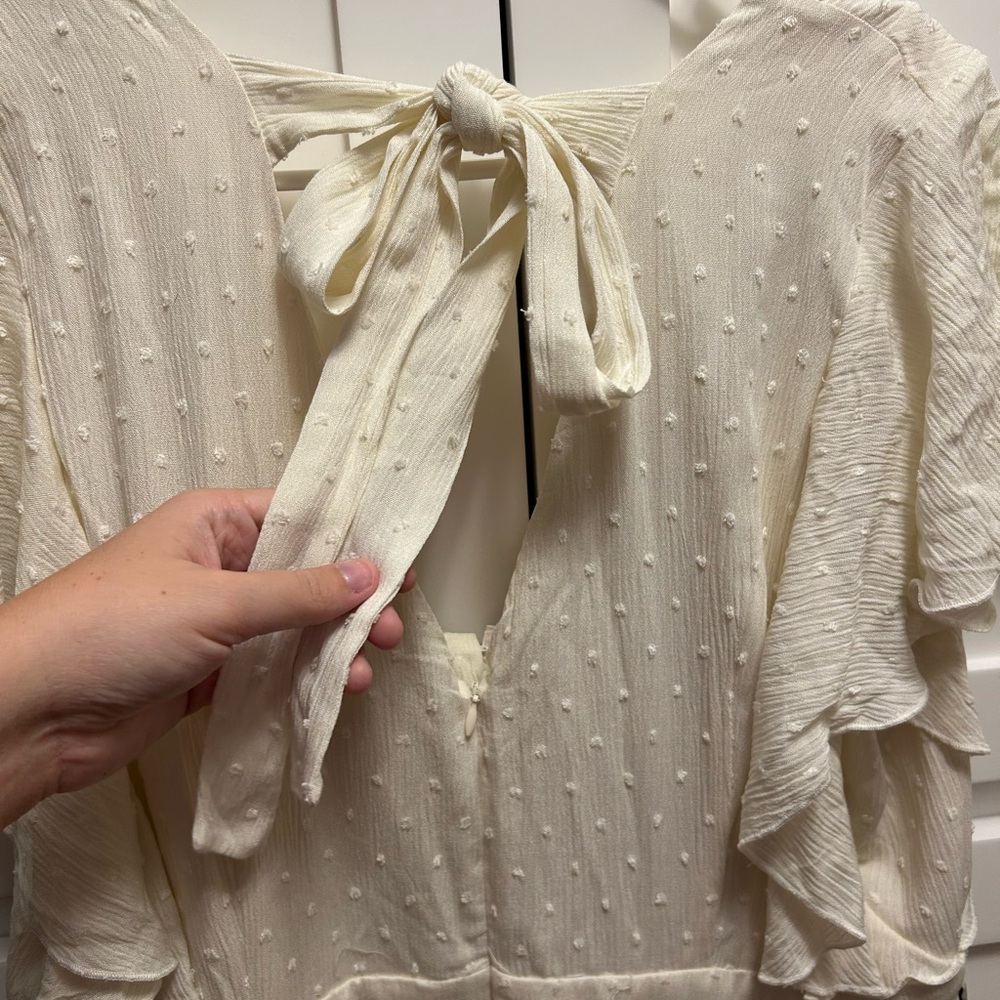 Joyfolie Cream Maxi Dress with Floral Accents - Picture 6 of 8